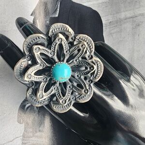 Silver and Turquoise Adjustable Ring Kevin Billah Navajo Made (New w/tag)